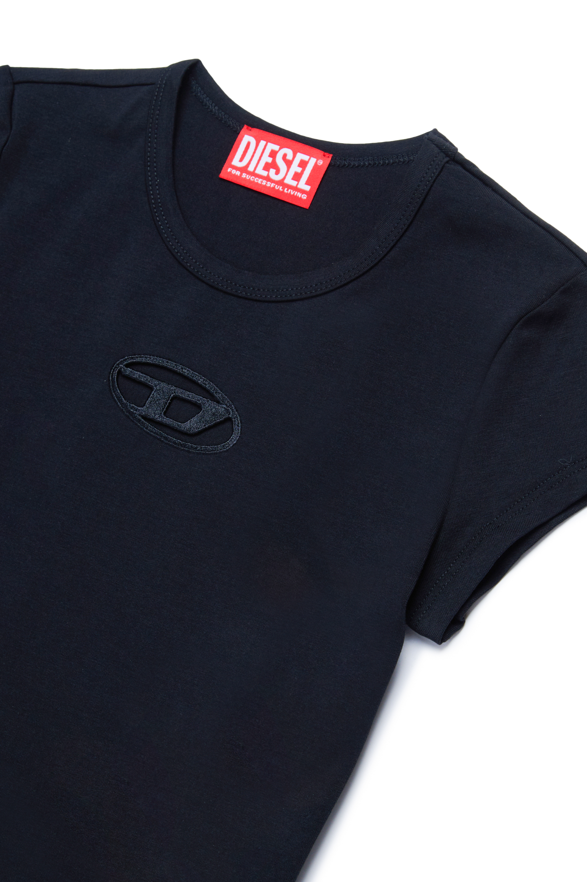 Diesel - TANGIE, Woman's T-shirt with cut-out Oval D logo in Black - 3